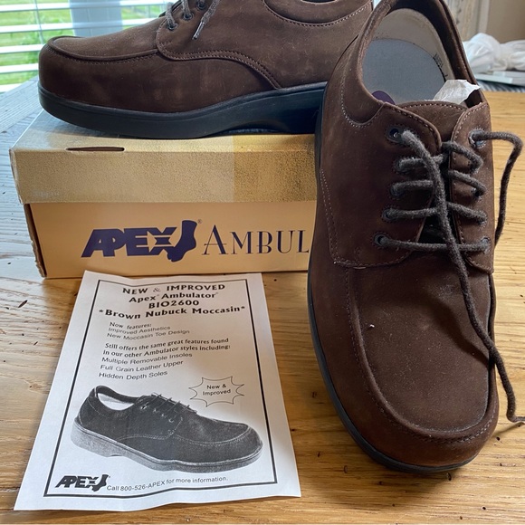 Men’s Apex Ambulator Bio 2600 Brown Nubuck Leather Shoes - Picture 3 of 11